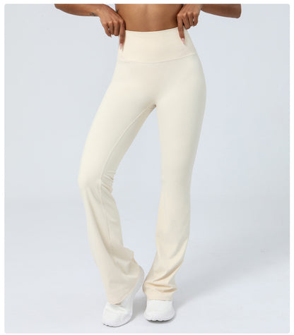 Nude Feel Tight Dance Wide Leg Pants Hip Raise High Waist Casual Flared Pants Fitness Sports Yoga Pants Women