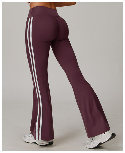 Sollinarry Nude Feel Sports Trousers Slightly Stretch Slimming Wide Leg Fitness Pants Quick Dry Casual Running Bell Bottom Pants