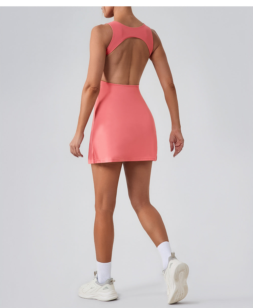 Arrival Running Jumpsuit Fitness Yoga Tennis Backless Anti Exposure Bottoming Quick Drying Sports Dress
