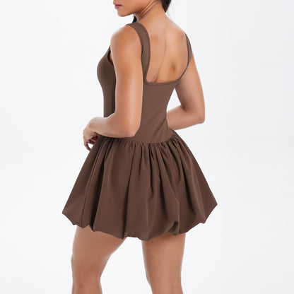 Cool Jumpsuit Tennis Skirt Sexy Beauty Back Pocket Backing Culottes Fitness Solid Color Sports Dress Women