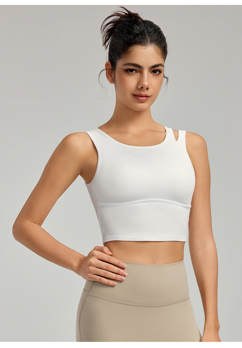 Women Pilates Workout Top Running Yoga Vest with Chest Pad