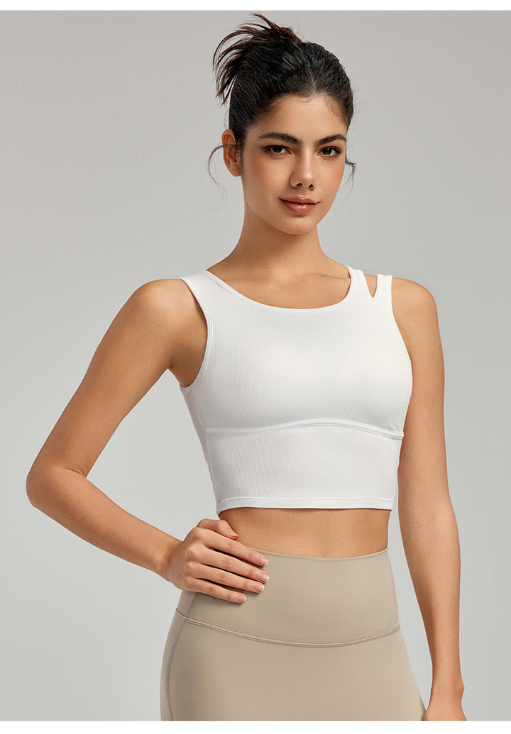 Women Pilates Workout Top Running Yoga Vest with Chest Pad