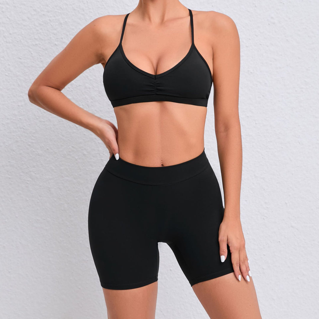 Quick Drying Nude Feel Yoga Suit Sexy Sports Running Fitness Clothes Suit Beauty Back Yoga Two Piece Set