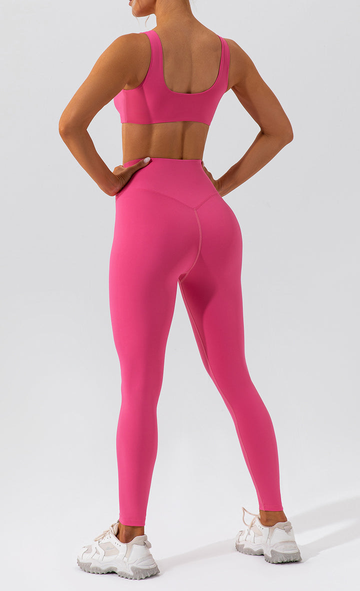 Nude Feel Hip Lifting Yoga Suit Women Quick Drying Running Sports Back Shaping Fitness Suit