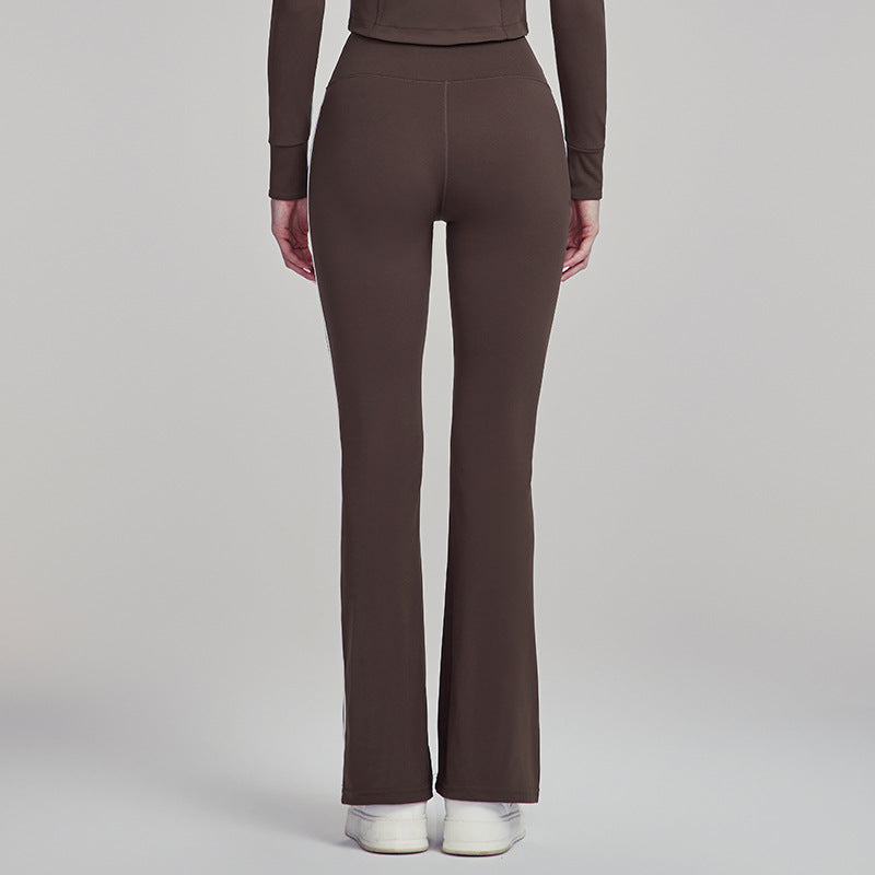 Slim Yoga Trousers Women Outer Wear Thin High Waist Belly Contracting Fitness Bell Bottom Pants Pilates Training Workout Pants