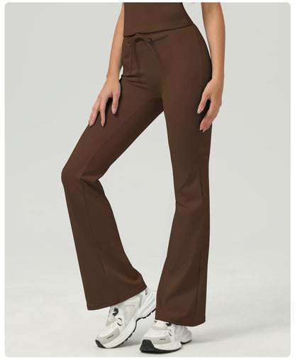 Peach Hip Raise Yoga Bell-Bottom Pants Fitness Sports Wide Legs Bootcut Trousers High Waist Drawstring Quick Drying Yoga Pants Women
