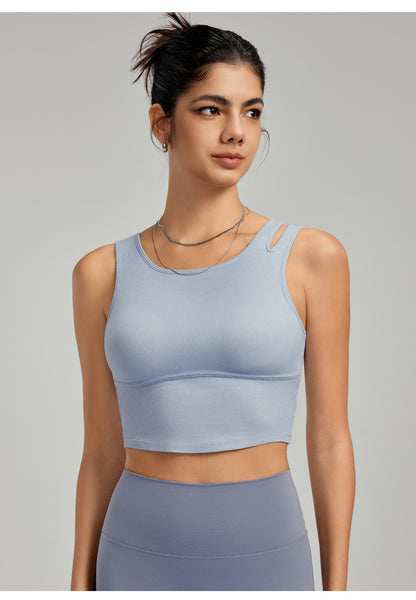 Women Pilates Workout Top Running Yoga Vest with Chest Pad