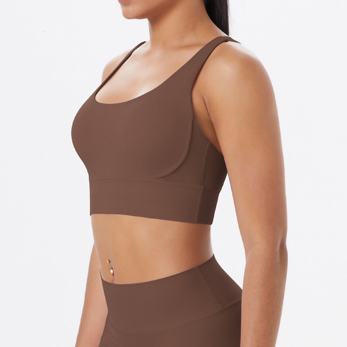 Nude Feel Solid Color Sports Underwear Push up Sexy Double Shoulder Strap Beauty Back Yoga Bra Running Workout Vest Women