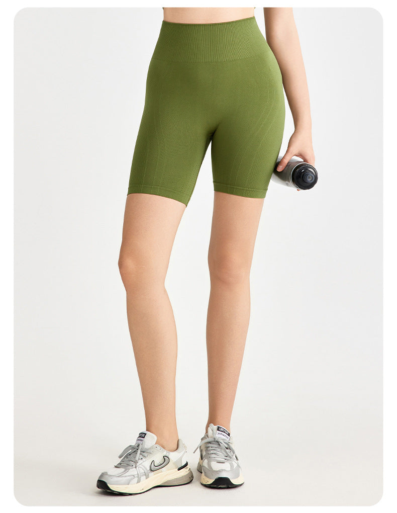 Seamless Weaving Seamless Sports Shorts Women High Waist Hip Lift Casual Pants Slimming Tight Running Yoga Short Length Pants