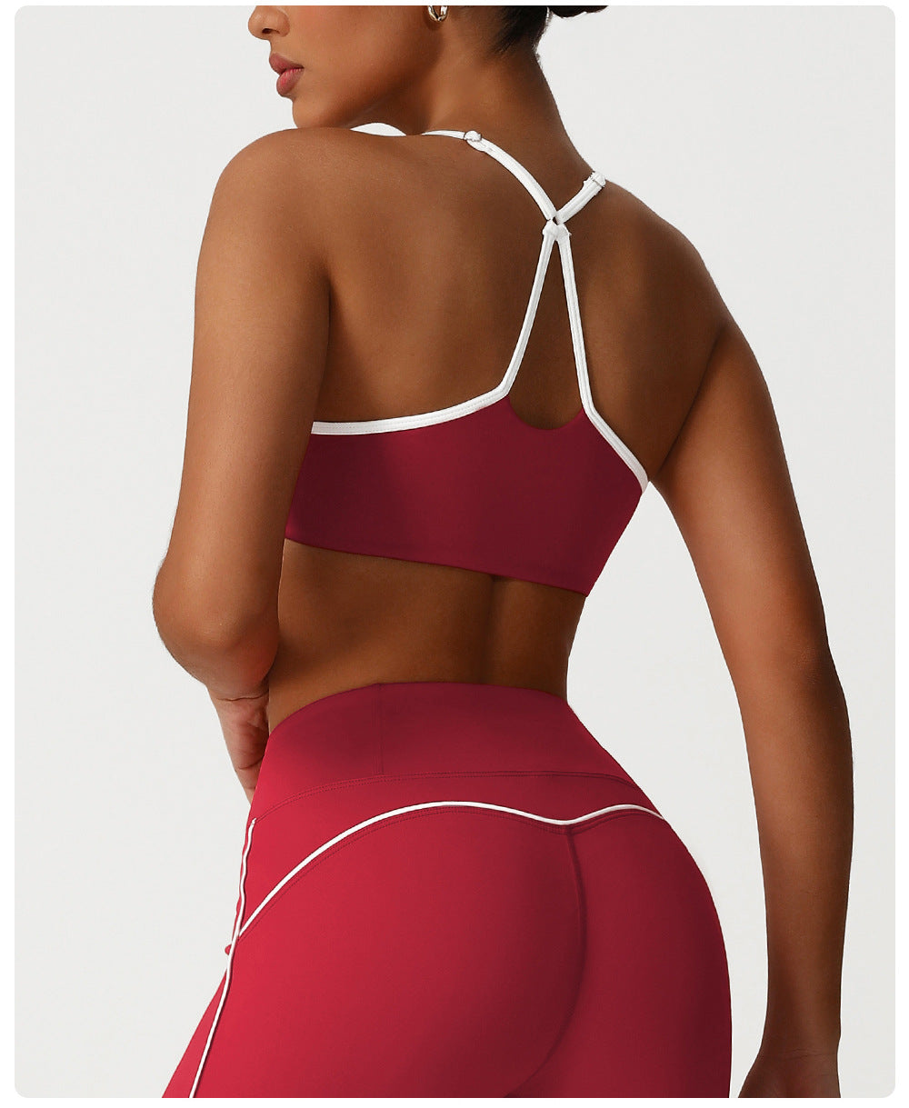 Nude Feel Cross Backless Bra Shockproof Push up High Elastic Sports Underwear Sexy Shaping Yoga Bra