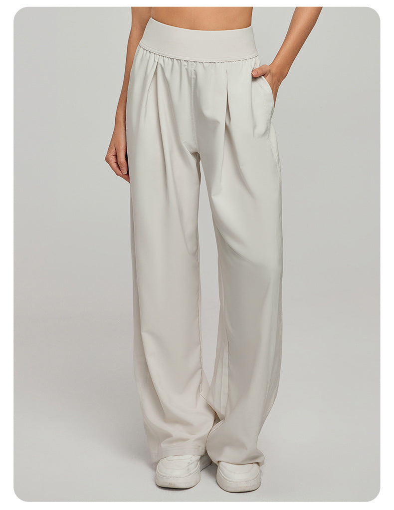 High Waist Figure Flattering Straight Leg Pants Casual Women Loose Slim Fit Wide Leg Track Pants Straight Fitness Yoga Trousers