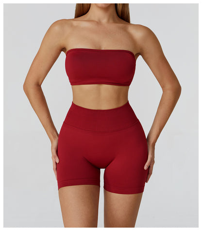 Sollinarry Seamless Sports Underwear Tube Top Yoga Bra Hollow Out Cutout out Beauty Back Running Sports Bra Women