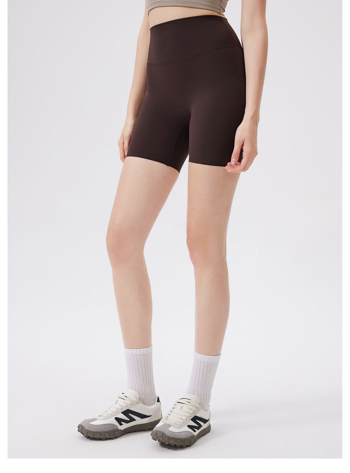 Hip Lifting No Size Nude Feel Yoga Shorts Women High Waist Belly Contracting Sports Hip Shaping Fitness Short Length Pants Cycling Pants