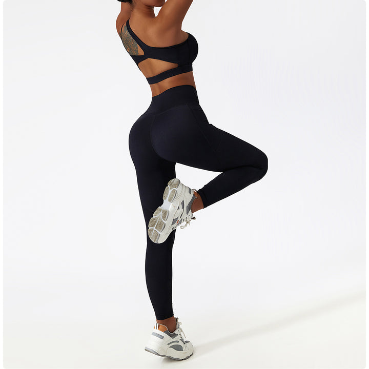 Sollinarry Breathable Cloud Feeling High Waist Hip Lift Yoga Pants Outer Wear Pocket Tight Exercise Running Pants Drying Fitness Pants
