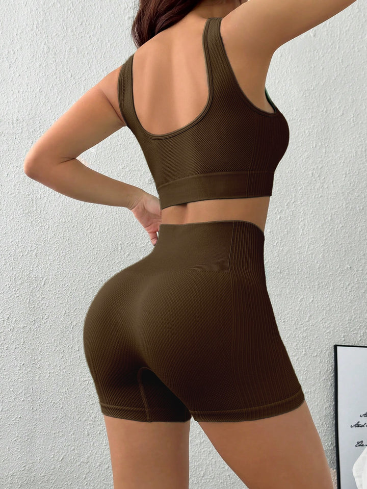 Thread Seamless Bra Shorts Workout Clothes Tight Training Women Fitness Running Yoga Clothes Sports Two Piece Sets