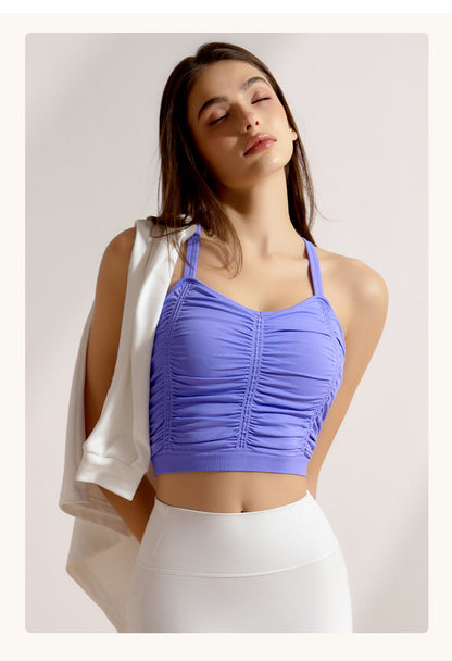 Spring Summer Yoga Wear Professional Sports Underwear with Chest Pad Push up Collapsed Beauty Back Outer Wear Training Workout Top