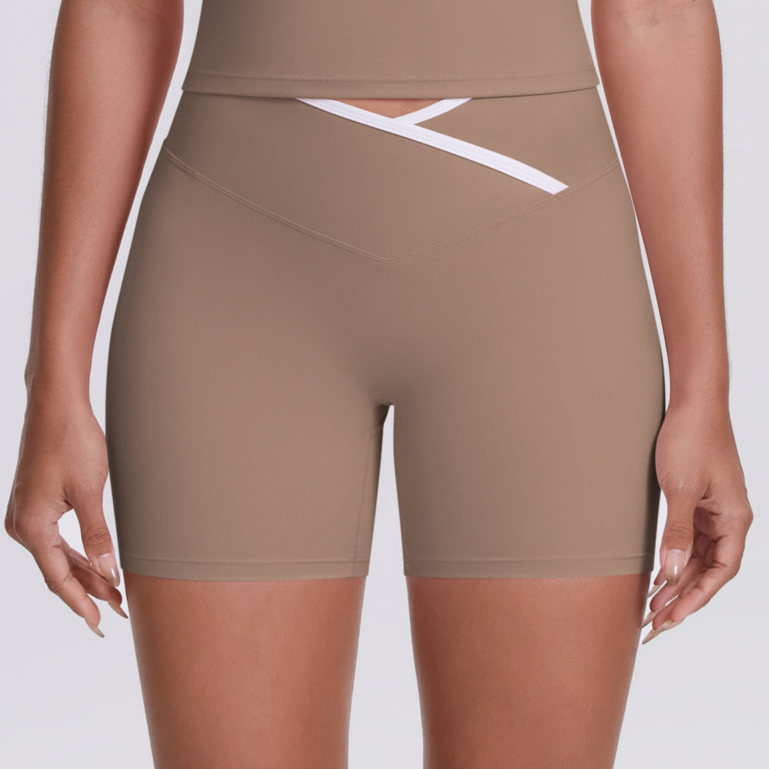 Cross High Waist Yoga Shorts Tight Nude Feel Peach Hip Lifting Sport Shorts Women Outer Wear Fitness Yoga Pants