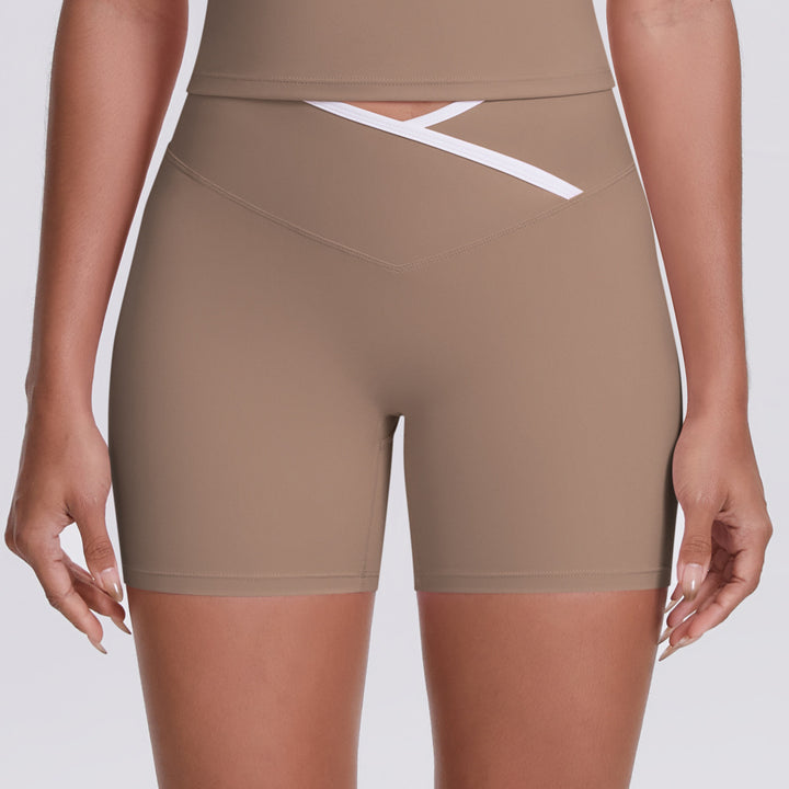 Cross High Waist Yoga Shorts Tight Nude Feel Peach Hip Lifting Sport Shorts Women Outer Wear Fitness Yoga Pants