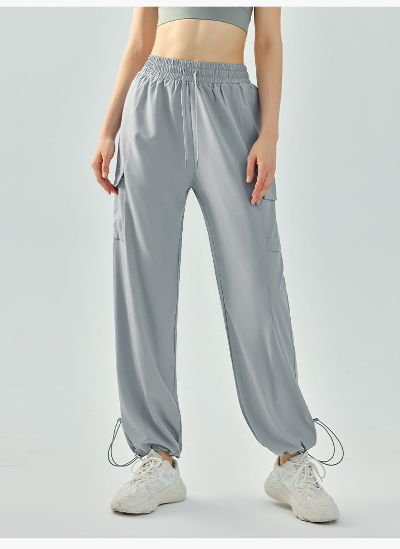 High Waist Yoga Wide Leg Pants Loose Fitted Figure Flattering Sports Pants Women Casual Sports Straight Pocket Fitness Pants