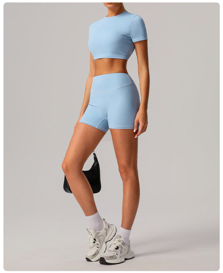 Quick Drying Nude Feel Yoga Shorts Hip Lifting Running Fitness Shorts Tight High Waist Outdoor Exercise Shorts Women