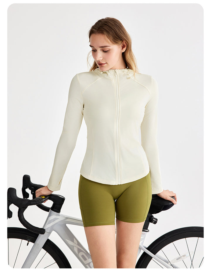 Raw Yarn Ice Feeling Hooded Sun Proof Top Women Slim Fit Slimming UV Protection UPF50 Outdoor Riding Sun-Protective Clothing