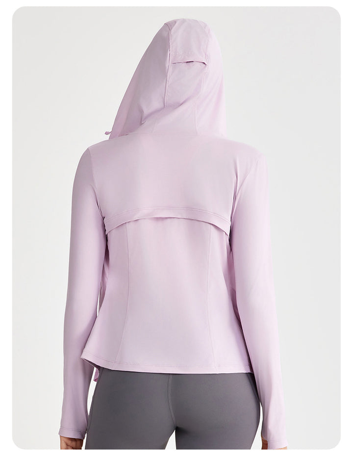 Raw Yarn Ice Feeling Hooded Sun Proof Top Women Slim Fit Slimming UV Protection UPF50 Outdoor Riding Sun-Protective Clothing