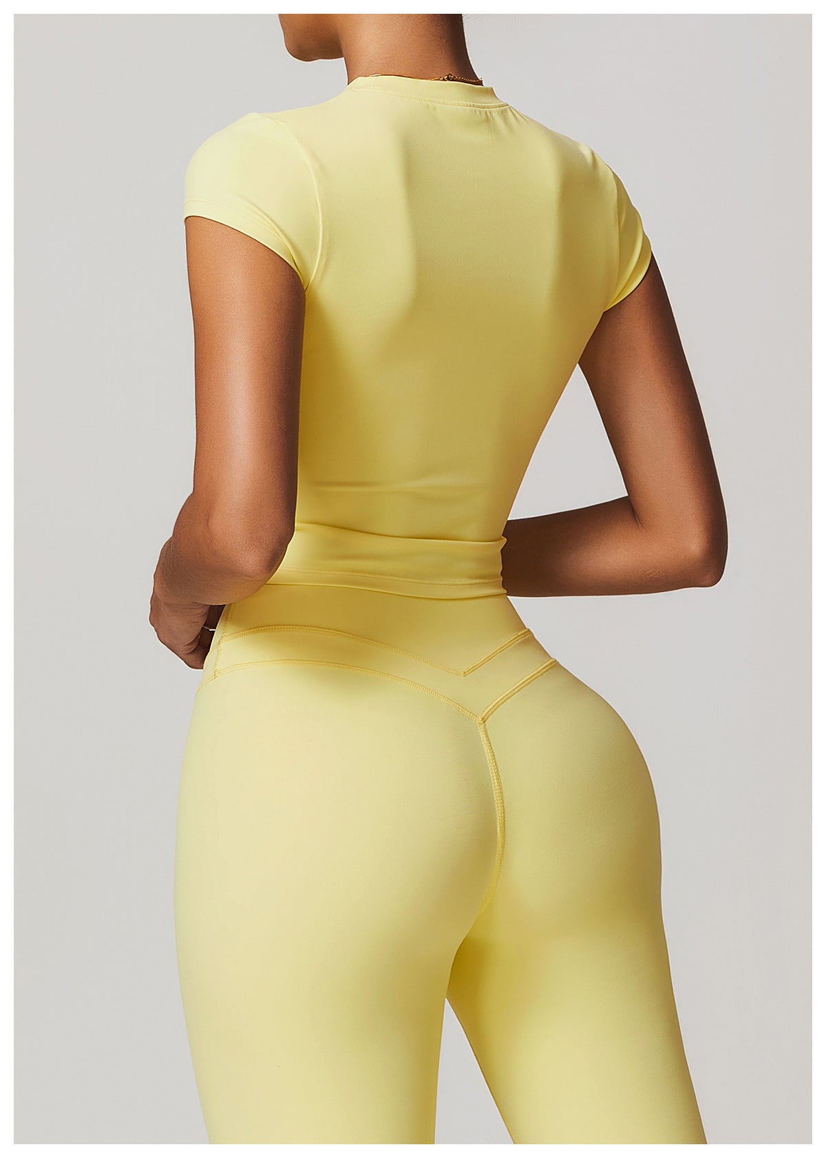 Sollinarry Exercise Yoga Clothes Women Brushed Tight Back Yoga Short Sleeve Running Workout T Shirt Top