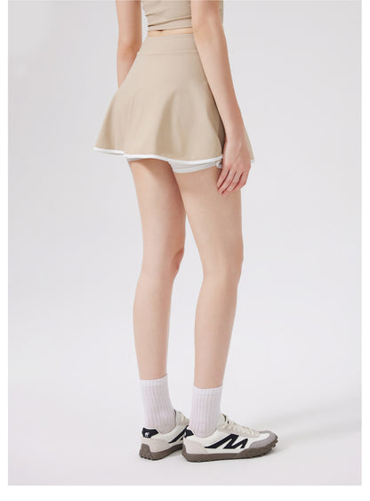 Nude Feel Quick-Drying Sports Short Skirt Sports Fitness Thread Yoga A line Short Skirt Exposure Sports Tennis Skirt