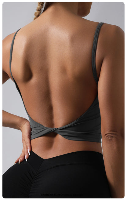Beauty Back Bow without Cup Vest Women Yoga Sports Fitness Dance Vest