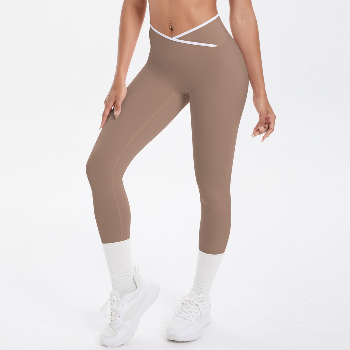 Sexy Hip Lifting Cross High Waist Cropped Pants Women Sports Fitness Pants