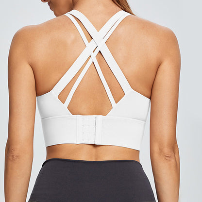 Shockproof Cross Back Running Workout Vest Women Push up High Strength Sports Yoga Bra Crisscross