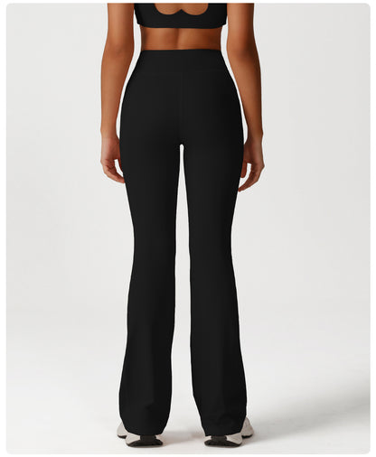 Cross High Waist Yoga Bell-Bottom Pants Women Dance Sports Wide Leg Pants Casual Hip Lifting Fitness Bootcut Trousers