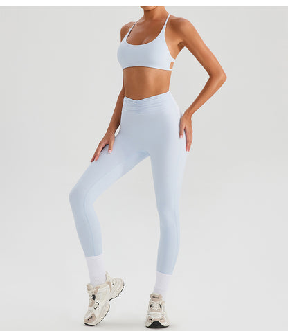 Backless Traceless Cross Strap Yoga Underwear Women Bra with Chest Pad Sports Quick Drying Chest Slimming Fitness Outerwear Bra