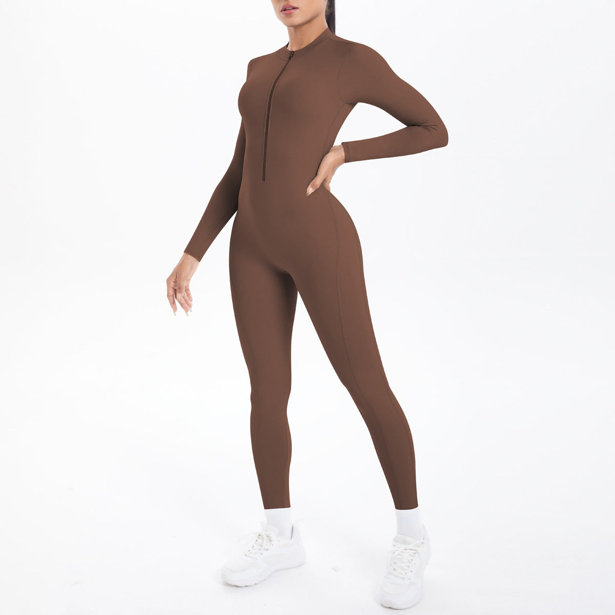 Long Sleeve Yoga Zipper One Piece High Strength Hollow Out Cutout out Beauty Back Running Fitness Clothes Sports One Piece Tights