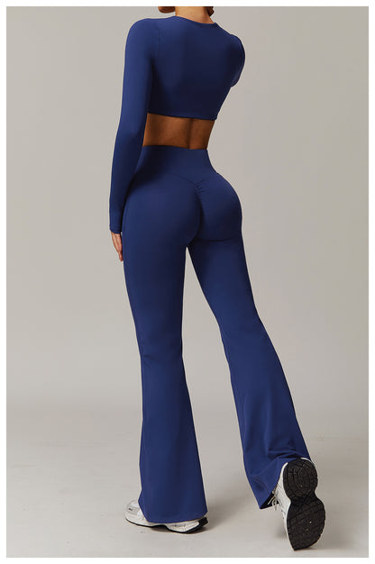 Sollinarry Skinny Yoga Pants Women Slightly Wide Leg Running Exercise Pants High Waist Workout Bell Bottom Pants