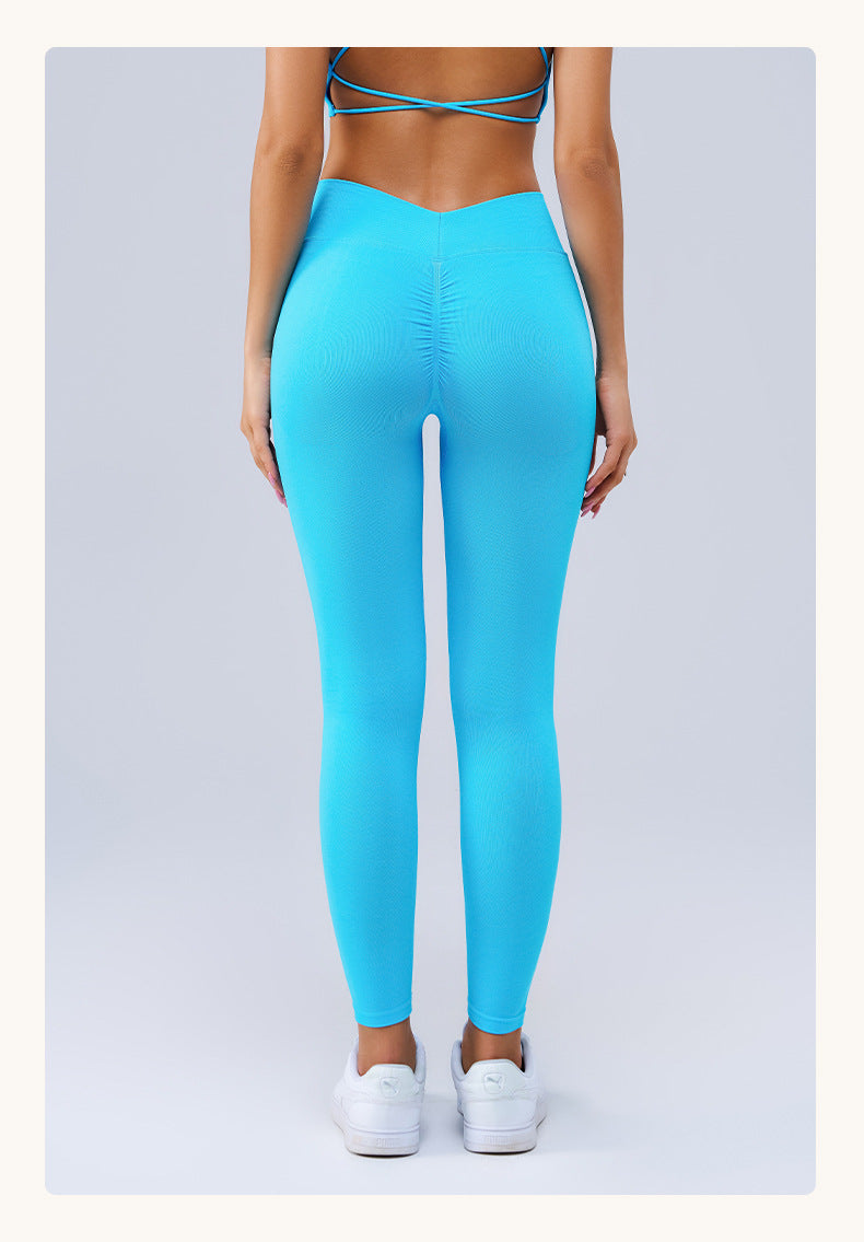 High Waist Belly Contracting Peach Hip Nude Feel Long Yoga Pants Women Breathable Running Exercise Workout Pants