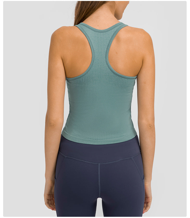 Yoga Clothes Autumn Winter with Chest Pad I-Shaped Beauty Back Yoga Vest Sports Running Fitness Top Women