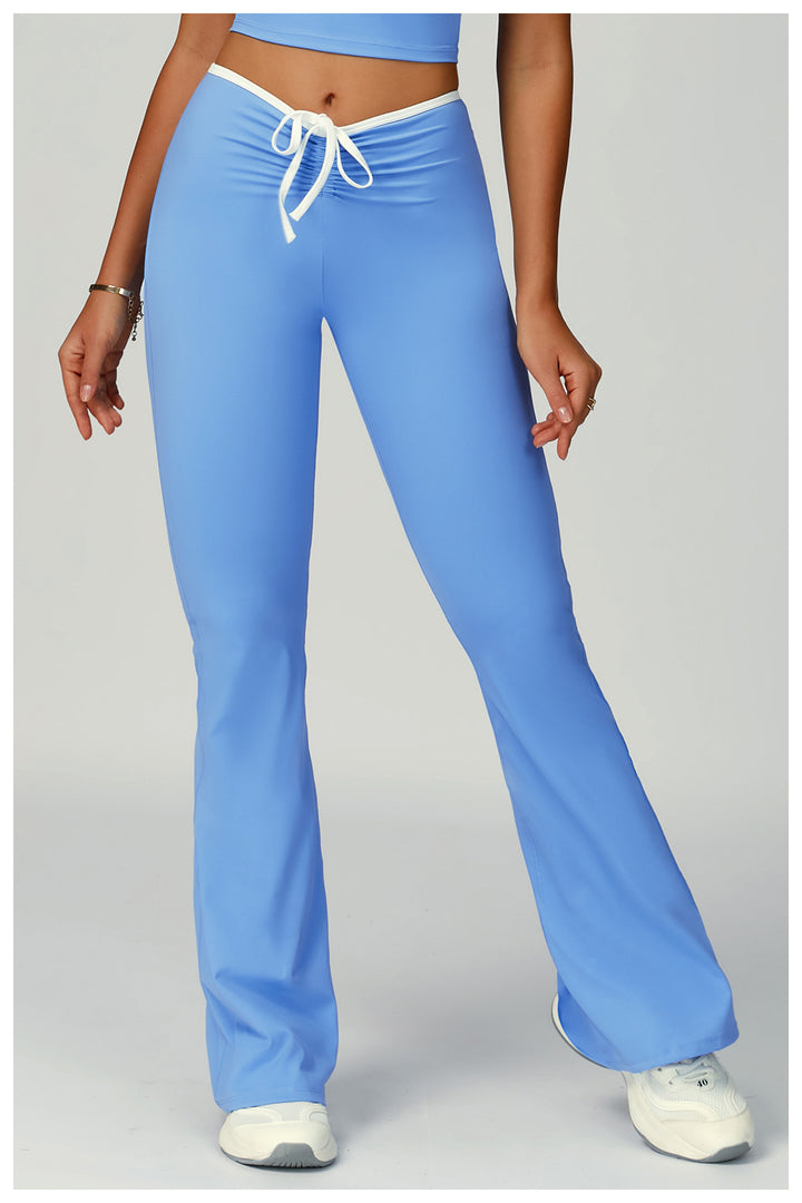 Sollinarry Contrast Color Binding Bell Bottom Pants Yoga Fitness Exercise Bootcut Trousers High Waist Slim Flare Pants Bell-Bottom Pants Women