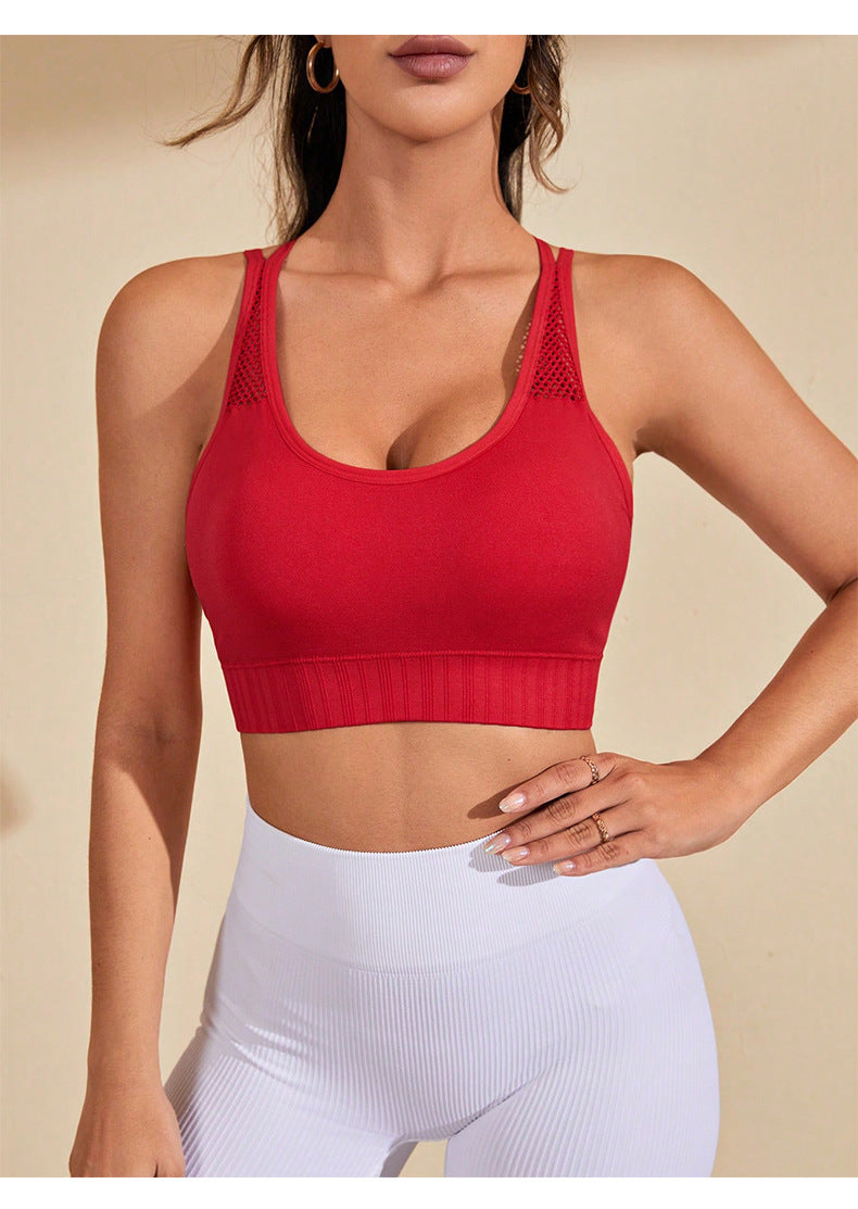 Sexy Cross Beauty Back Exercise Underwear Running Workout Vest Hollow Out Cutout Breathable Yoga Bra