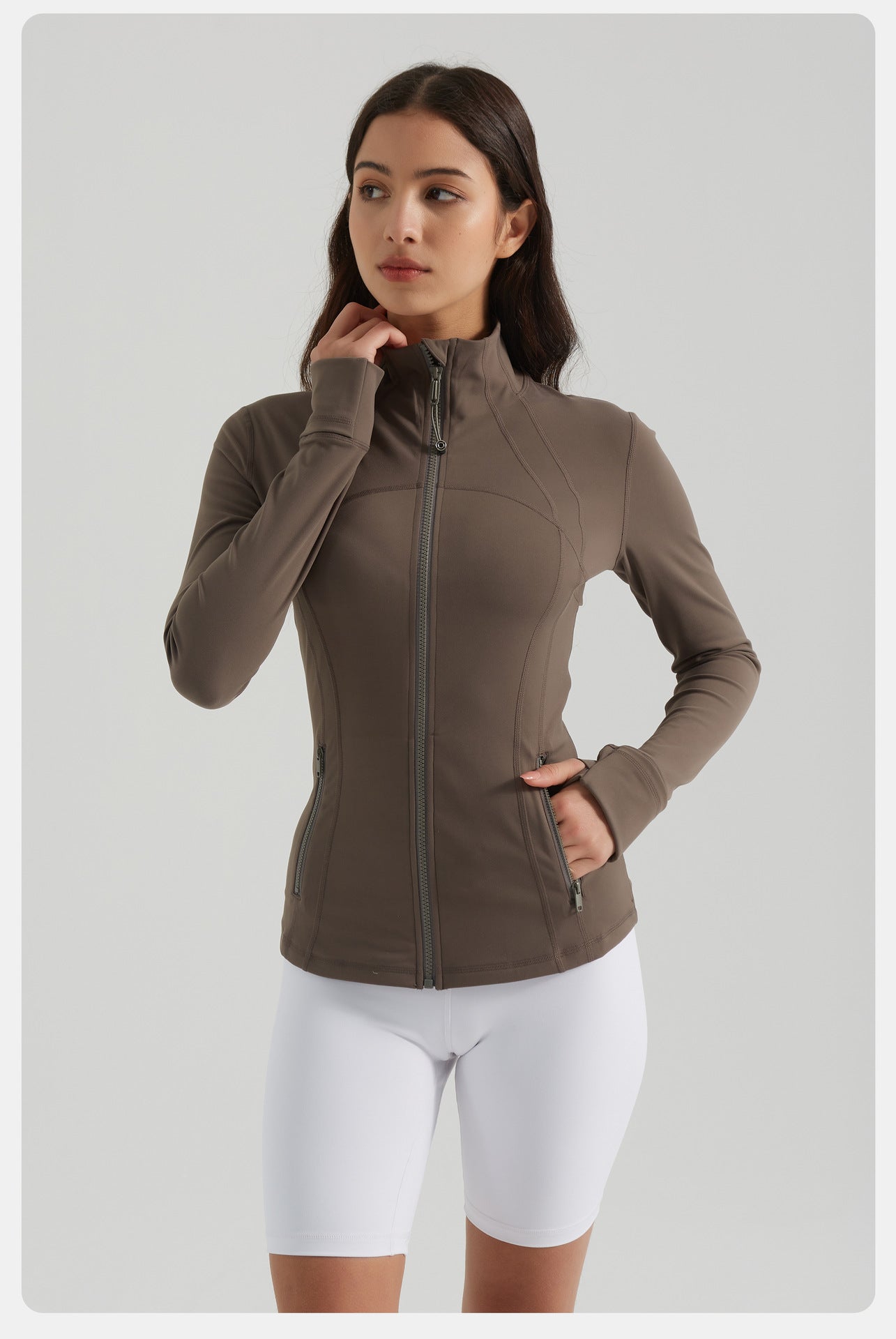 Yoga Clothes Coat Women Running Cycling Sports Long Sleeve Slim Stand Collar Sports Workout Clothes Women