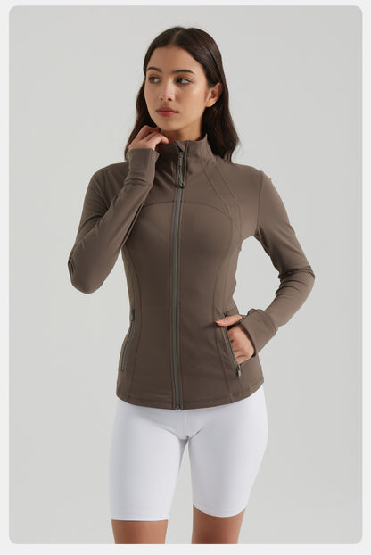 Yoga Clothes Coat Women Running Cycling Sports Long Sleeve Slim Stand Collar Sports Workout Clothes Women