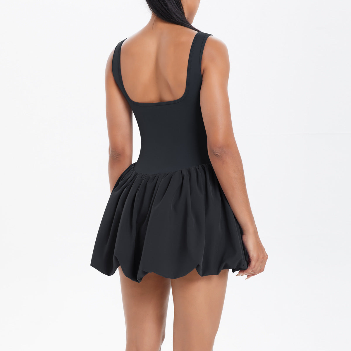 Cool Jumpsuit Tennis Skirt Sexy Beauty Back Pocket Backing Culottes Fitness Solid Color Sports Dress Women