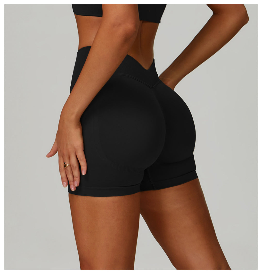 Sollinarry Seamless Knitted Tight Yoga Shorts Women V Shaped Waist Outer Wear Running Sports Quick Drying Fitness Pants