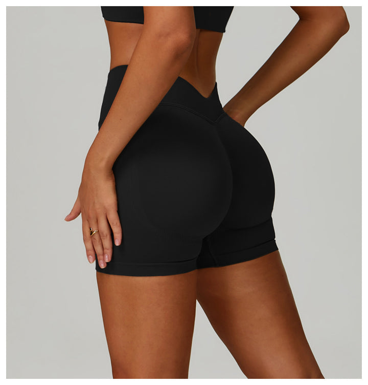 Sollinarry Seamless Knitted Tight Yoga Shorts Women V Shaped Waist Outer Wear Running Sports Quick Drying Fitness Pants