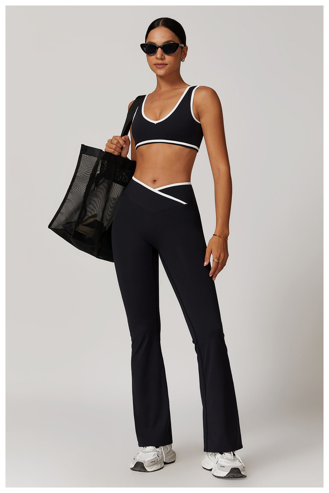 Sollinarry Cross High Top Sports Suit Women Contrast Color Backless Tight Nude Feel Yoga Suit Suit Running Fitness Yoga Wear