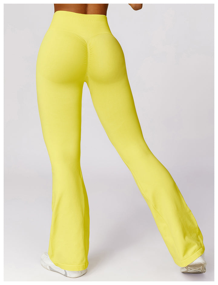 Sollinarry Wide Leg Tight Seamless Hip Lifting Yoga Bell Bottom Pants Abdominal-Shaping High Waist Bootcut Casual Sports Pants