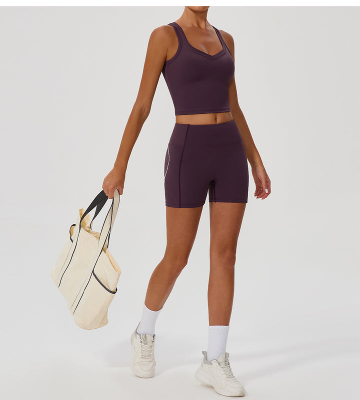 High Elastic Sports Yoga Vest High Strength I Shaped Outer Wear with Chest Pad Workout Running Top