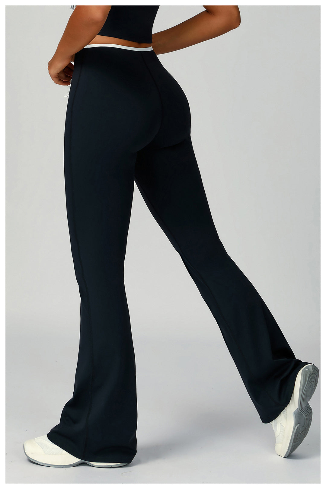 Sollinarry Contrast Color Binding Bell Bottom Pants Yoga Fitness Exercise Bootcut Trousers High Waist Slim Flare Pants Bell-Bottom Pants Women