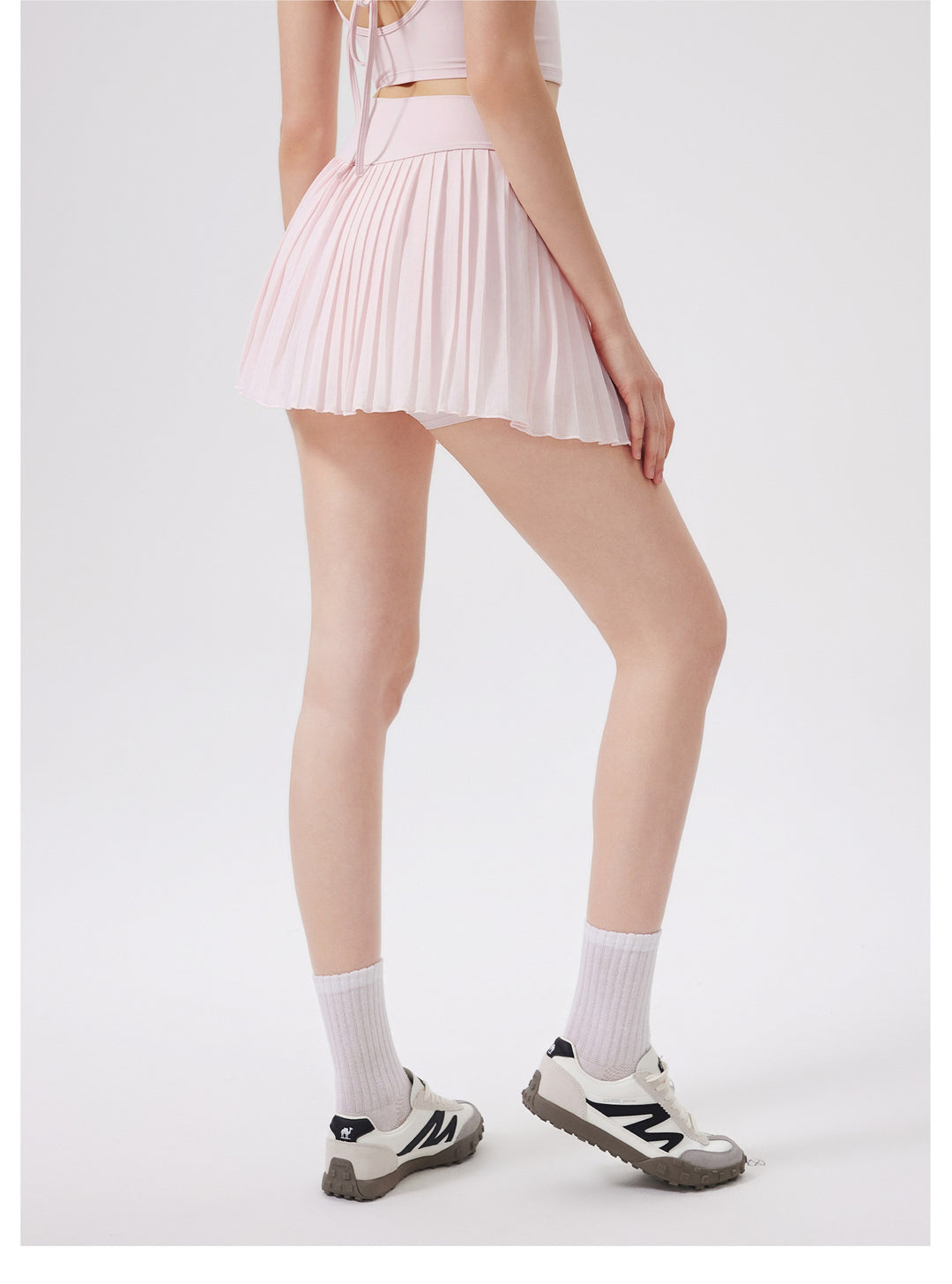 Summer Elastic High Waist Slimming Yoga Skirts Lined Light Belt Pocket Tennis Skirt Casual Outdoor Pleated Skirt