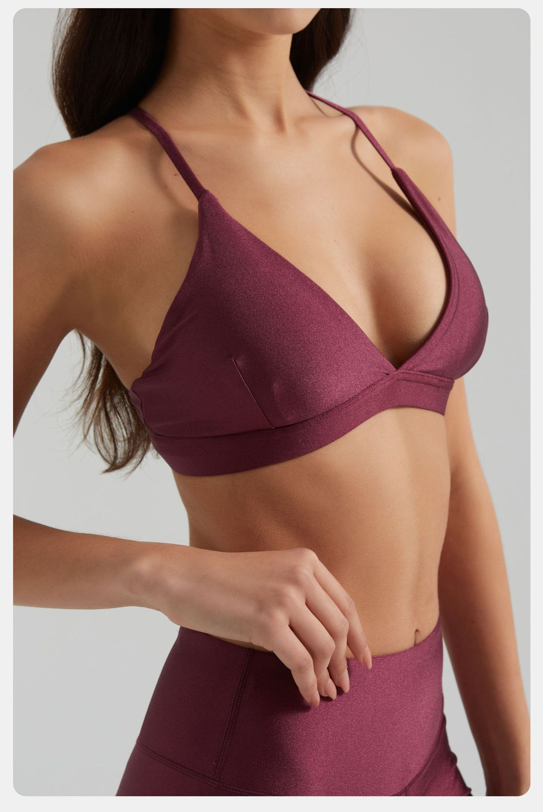 Alo Pearl Sports Sexy Triangle Bra Nude Feel High Waist Hip Lift Belly Contracting Close Fitting Yoga Fitness Two Piece Sets